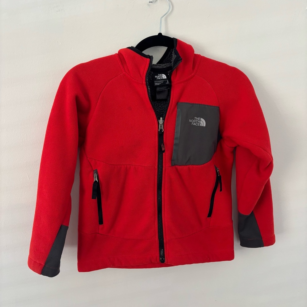 The North Face Burnt Orange and Charcoal Fleece Jacket Youth
